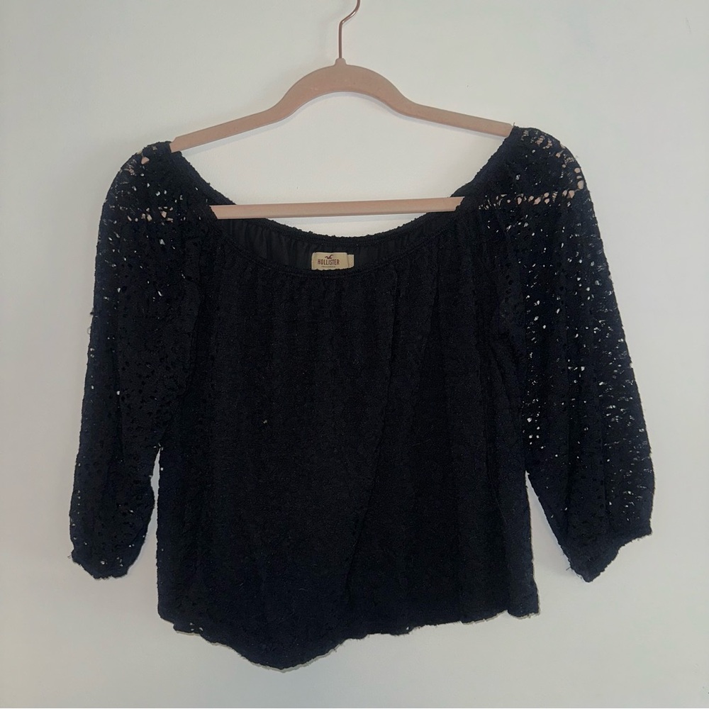 Hollister Black Lace Off The Shoulder Blouse